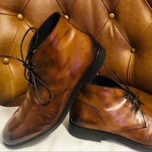 Light brown leather Italian boots, run 1 size big